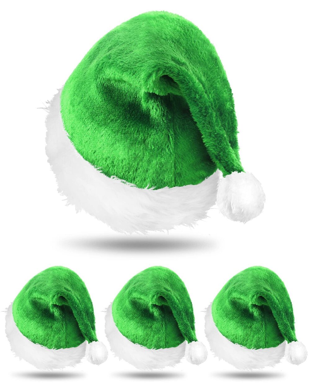 4625 4 Pcs Plush Holiday Christmas Santa Hats Short Plush Claus Cap